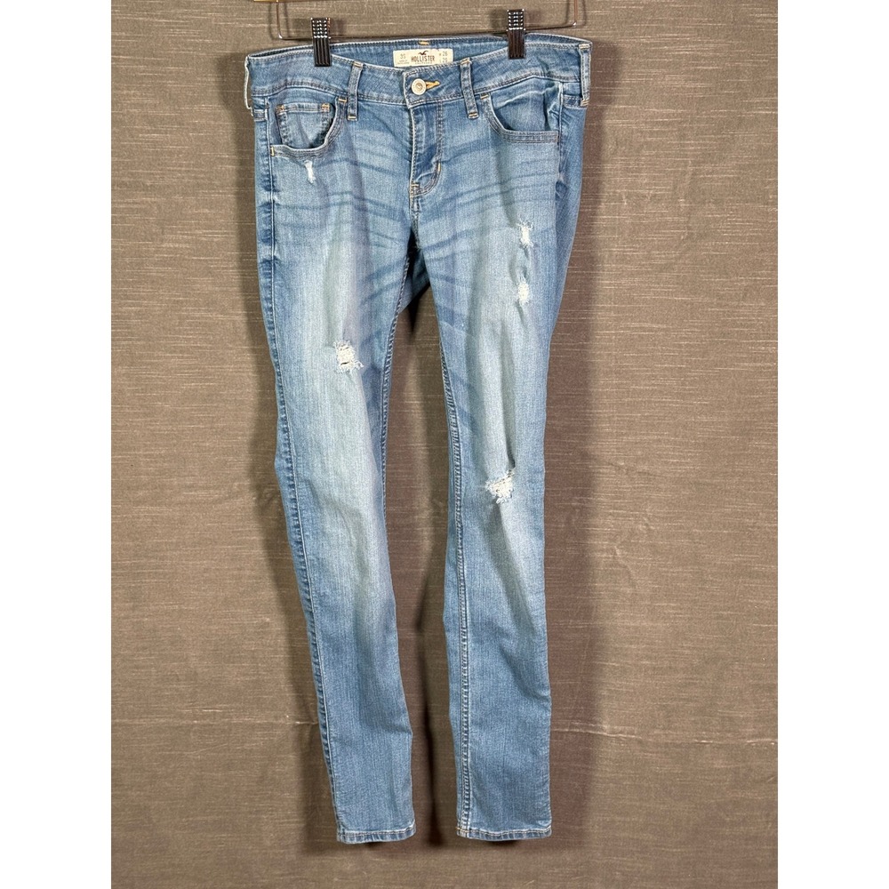 Hollister Skinny Jeans Womens 3S W26 L29 Light Wash Distressed Denim Low Rise